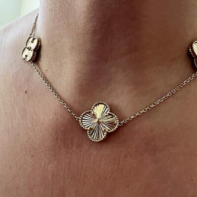 lucky clover 18k gold necklace