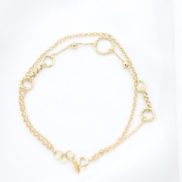 18K Solid Gold Double Chain Bracelet